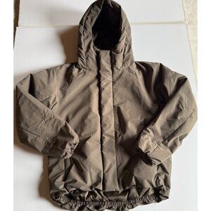 MUJI Padded Hooded Jacket in Taupe Brown - Men's Large